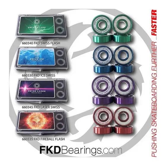 Rolamento FKD Swiss Bearings Fireball Gold Black Ice Laser 8 Rolamentos Skate Skateboard Importado Loja_Skate Fkd_bearings