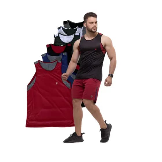 Kit 5 Camisa Masculina Regata Poliéster Dry Fit Academia