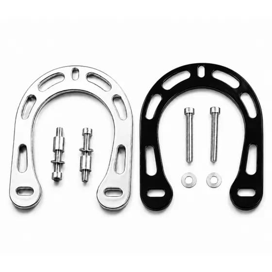 Ferradura Estabilizador de Bike Bicicleta Freio Booster Alumínio Prata Polido Polida Cromada / Preto