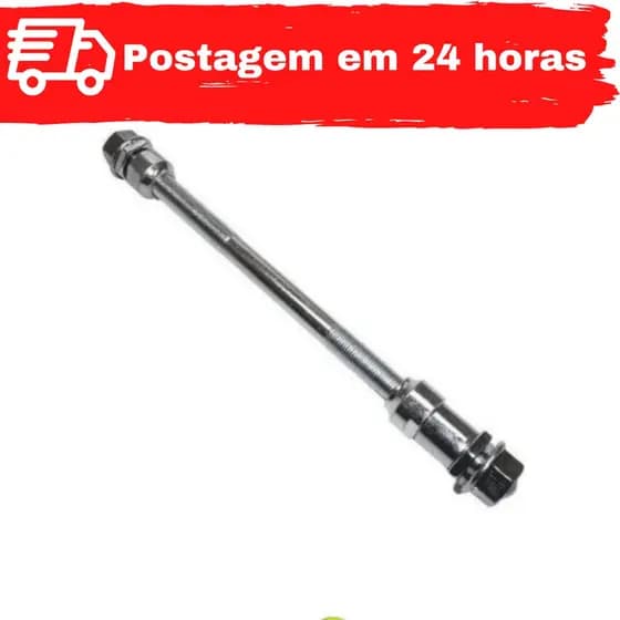 Eixo Traseiro De Bicicleta Com Espaçador 3/8x200mm (20 cm) C/Porcas Grande Bike