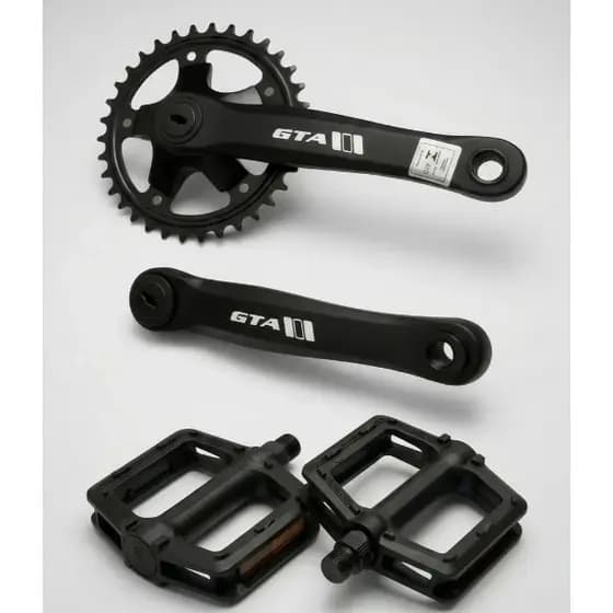 Pedivela Single 170mm Coroa Única Preto Pedal Rosca Grossa 9/16 Plataforma Nylon Gios Vikingx Hupi