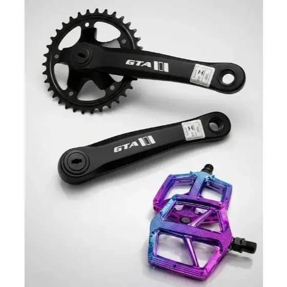 Pedivela Single 170mm Coroa Única 34d Preto Pedal Flat Oil Slick 9/16 Camaleão Pe De Vela Plataforma Absolute