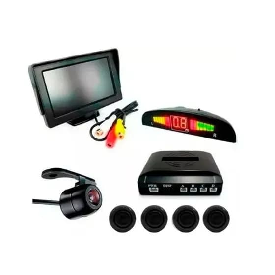 Kit Sensor De Estacionamento + 2 câmeras De Ré + Tela Lcd 4.3