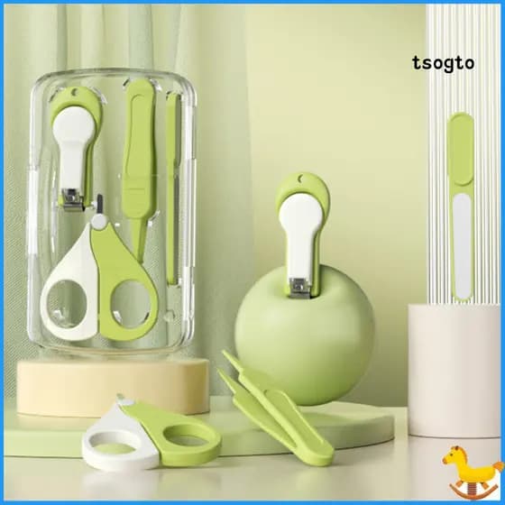 【TS】4 Unidades/Conjunto Kit Cortador De Unhas Para Bebê , Com , Tesoura , Pinça , Arquivo , Estojo De Armazenamento ,