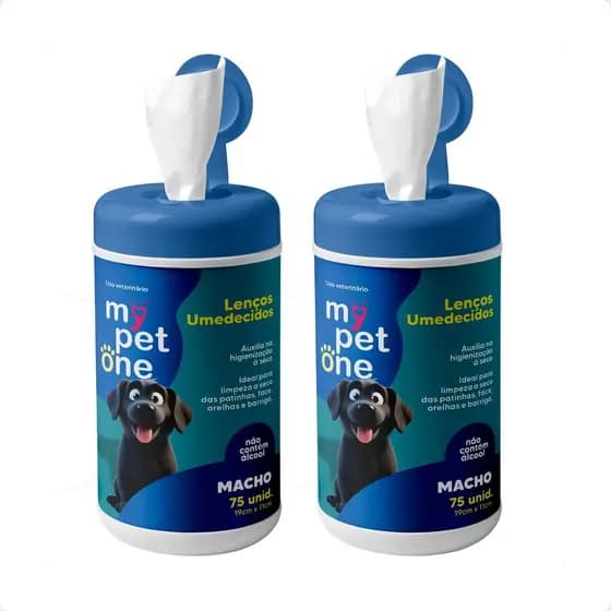 Kit 2 Lenço Umedecido Machos Mypetone - 75 Unidades