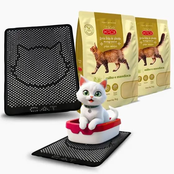 Kit 2 Areia Kadi Grãos Mistos 4Kg E Coletor de Areia Mypetone