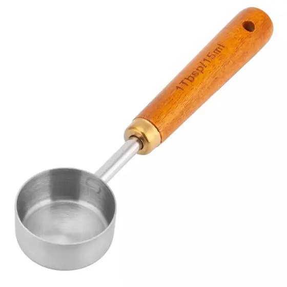 Colher medidora de inox com cabo de madeira 15ml Colher de Medidas Colher de Café