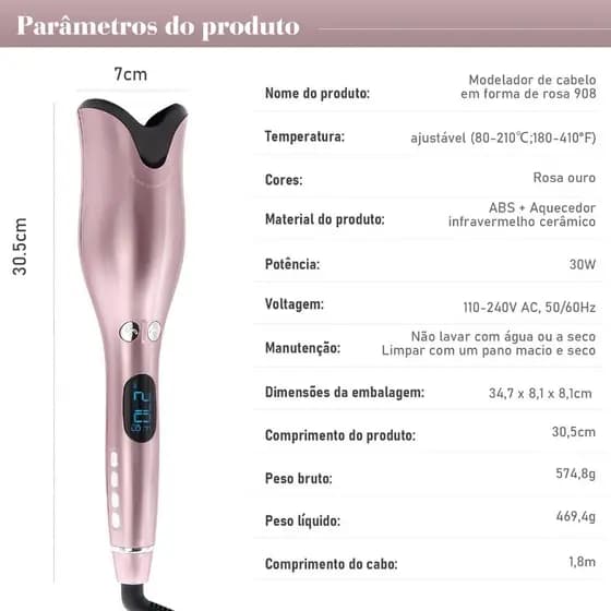 Modelador De Cachos Com Rotação Para Dois Lados Premium Voltagem Bivolt 110/220 Morina