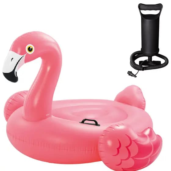 BOIA BOTE INFLÁVEL FLAMINGO INFANTIL + BOMBA MANUAL