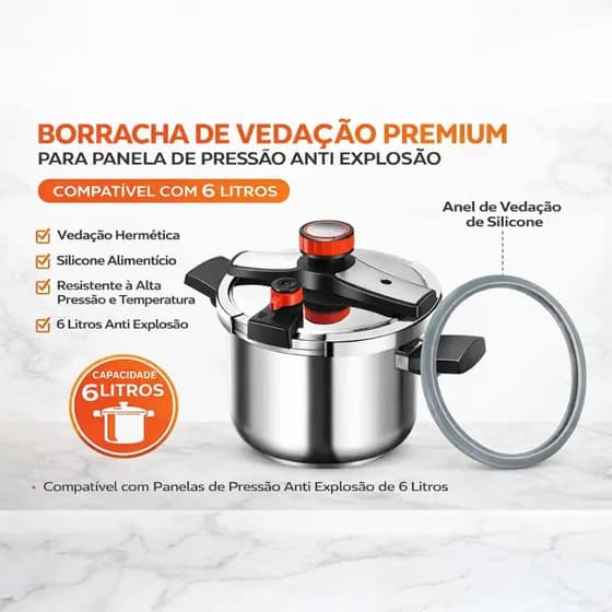 Borracha Panela De Pressão Silicone Antiexplosão 22cm