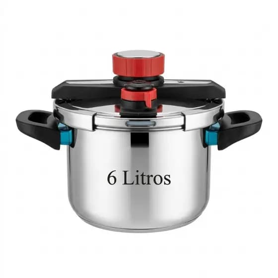 Panela de Pressão Inox 304 6 Litros Fundo Triplo Durável Compatível com Todos Fogões