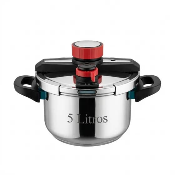 Panela de Pressão Inox 304 5 Litros Fundo Triplo Durável Compatível com Todos Fogões