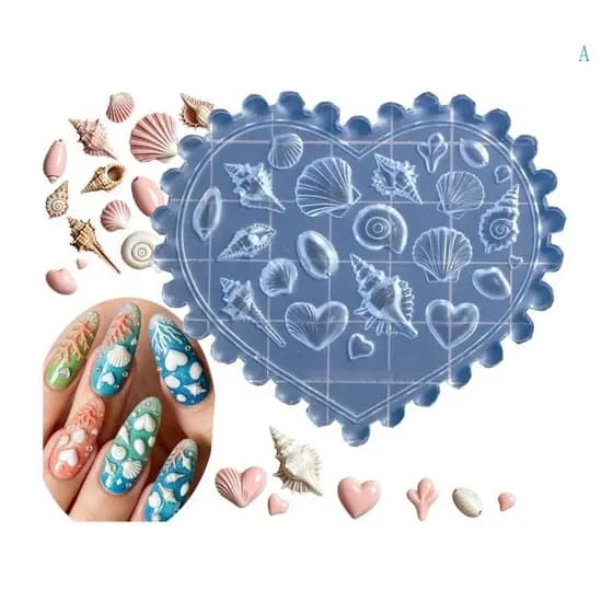 Um Molde De Escultura Para Arte Em Unhas Placa De Alívio 3D Inspirada No Oceano De Silicone Macio Uso Manicure E Salão D