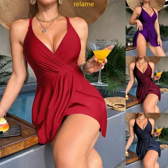 Rel Maiô Feminino Babados E Saia Secagem Rápida Para Férias Praia