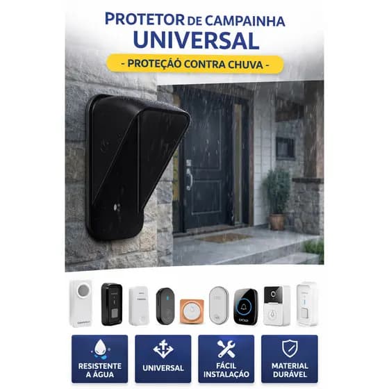 Protetor de Campainha Universal Contra Chuva | Resistente e Fácil Instalação