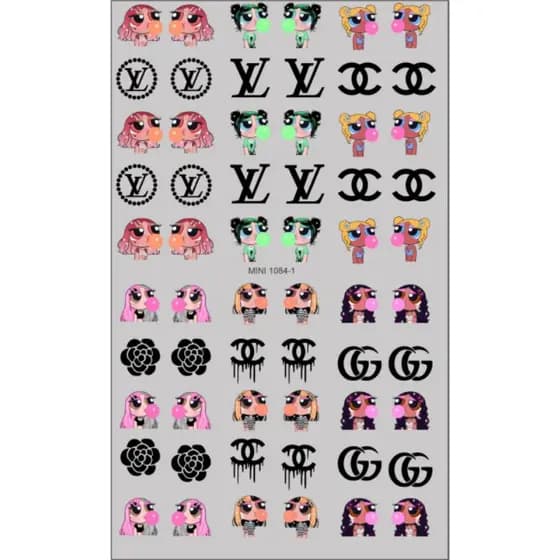60 Adesivos de Unha 3D Meninas SP1 PRÉ PRONTO - modelo MINI 1084-1