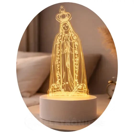 Luminária LED 3D Nossa Senhora de Fátima 3 Tons de Luz 4W – EBMZ9004