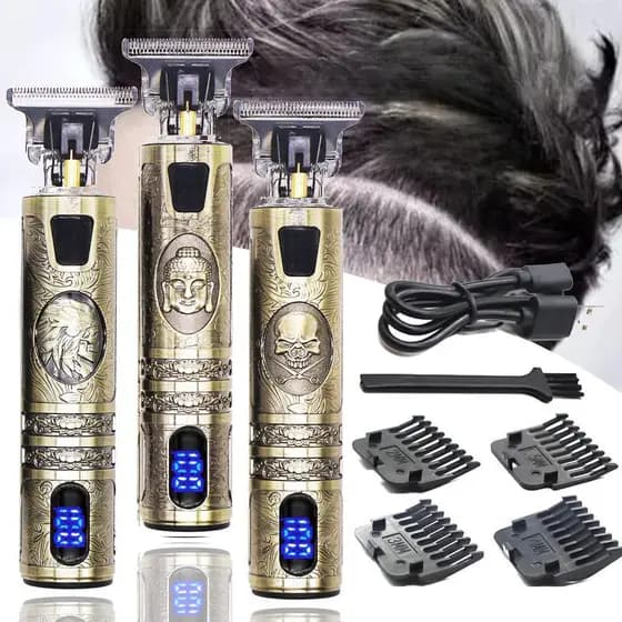 Aparador Máquina De Cortar Cabelo Barba Acabamento Profissional Sem Fio Portátil Com Visor Digital