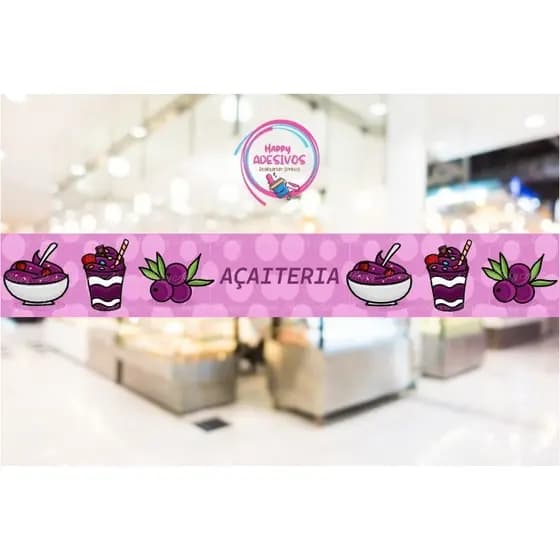Adesivo Açai- Açaiteria- Sorveteria- Confeitaria - Faixa Adesiva Decoraçao Loja Comercio