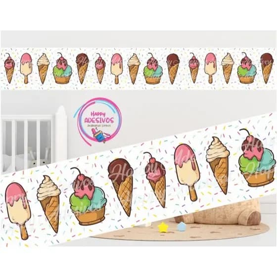 Faixa Adesiva Parede Confeitaria Sorveteria Bolo Doces Doceria Cake Sorvete Adesivo Loja Vitrine