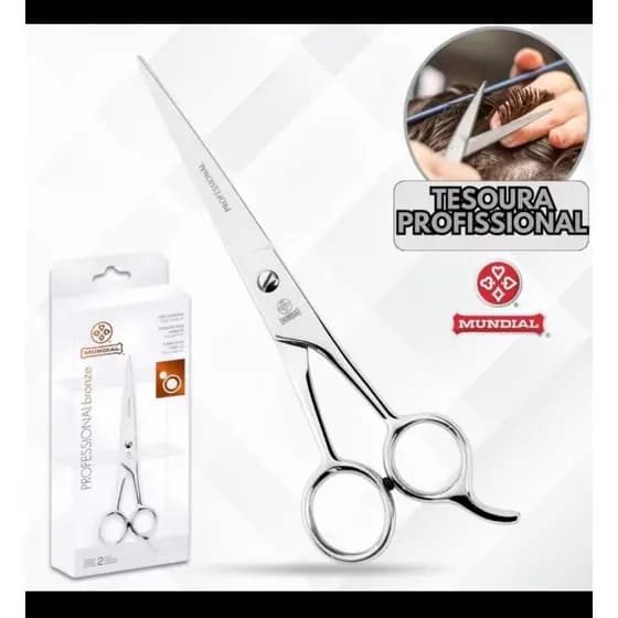 Tesoura de Cortar Cabelo Fio Laser 6 Profissional Barbeiro Cabeleireiro Mundial Aço Inox Descanso