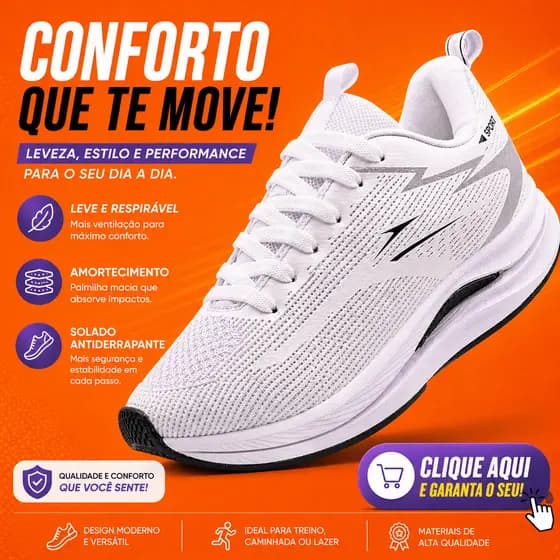 Tênis Branco Masculino Treino dzu Academia Corrida Pro Sport Destaque Confortável Antiderrapante