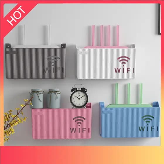 JM7B-1pc Sem Fio Wifi Roteador Prateleira Caixa De Armazenamento Parede Pendurado Cabo Suporte Alimentação Organizador D