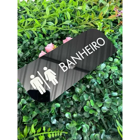 Placa sinalização porta banheiro acrílico luxo