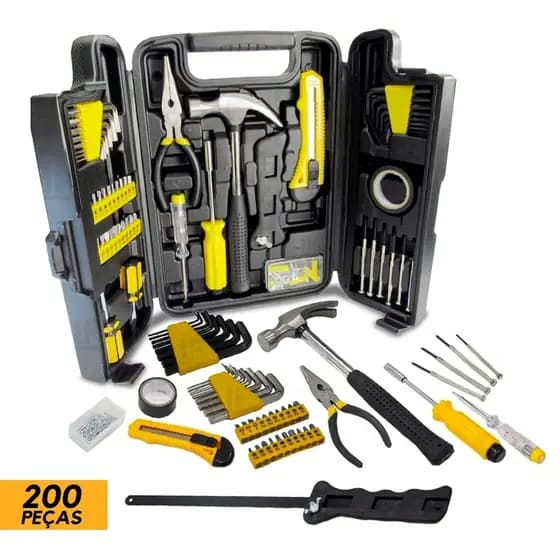Kit de Ferramentas 200 Peças com Maleta – Jogo Completo Semiprofissional para Uso Geral