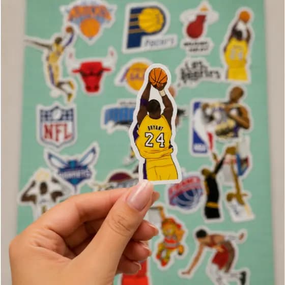 Kit 25 Adesivos NBA NFL Basquete Esportivo Sticker Notebook Garrafa Skate