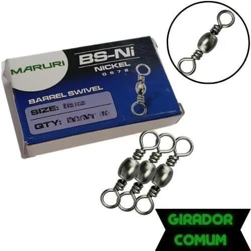Girador Comum de Pesca Nº12 1,3cm Caixa 100un Maruri Alta Qualidade Resistência Nickel ou Gold