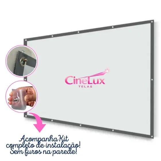 Tela de Projetor Telona Tecido Lona Premium Projeção DataShow Projetor 100 Polegadas Ilhós