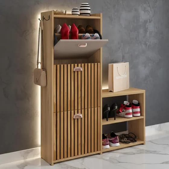 Sapateira Organizadora Vertical Porta Sapatos com 3 Portas e Banco - Mega Promoção