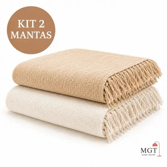 Kit 2 Mantas Decorativas Para Sofá Luxuosa Tamanho 210X120 Tecido 100% Algodão Casa Nova Elegante