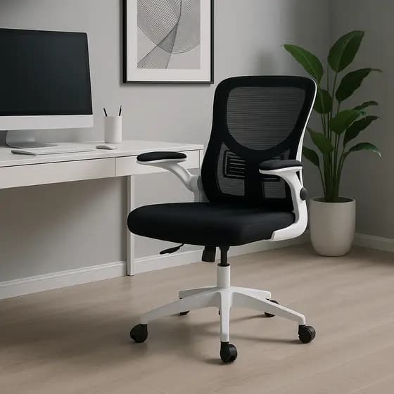 Cadeira Escritório Home Office Ergonômica Diretor Bytes Branco com Apoio Lombar e Braços Retráteis