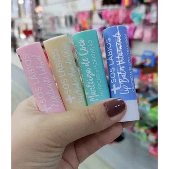 kit s.o.s lábios, hidratação e esfoliante top beauty c/4 unidades