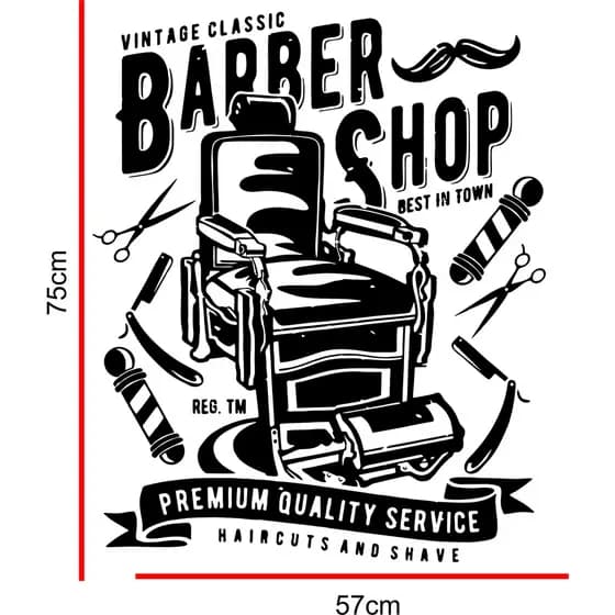 Adesivo Barbearia 75x57cm Barbeiro Cadeira Barbershop Salão N°143.1 Decorativo