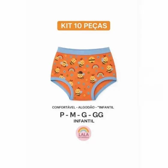 Kit 10 Calcinhas Box Shortinho Confortável Algodão Menina Roupinha