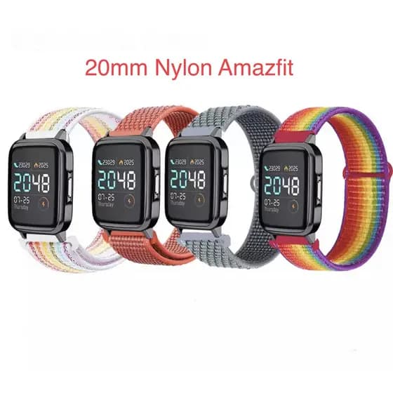 Pulseira Nylon 20mm para Relógios Amazfit/Bip e Similares Cores Variadas