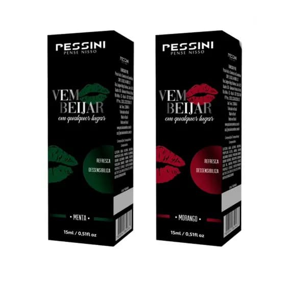 Spray Vem Beijar Sabores Aromatizante Bucal Morango ou Menta 15ml Pessini