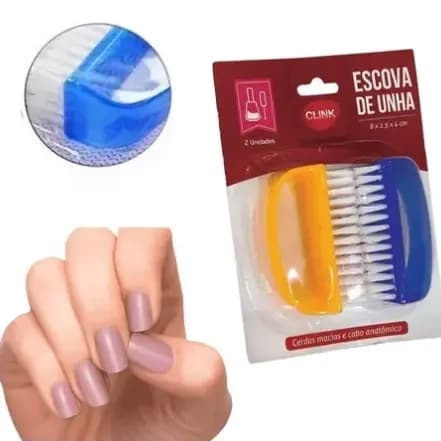 Kit Com 2 Peças Escova Plástica De Unha 2 Unidades Para Limpeza Clink