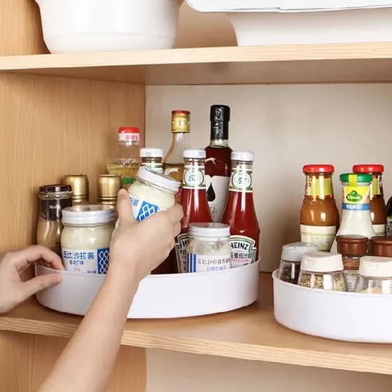 Organizador De Giratório 360 Graus Rotativa Cesta Plástico Rack Bandeja Multiuso Armazenamento Porta Fruta Prateleira