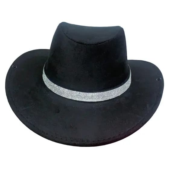 Chapéu cowboy boiadeira aveludado com faixa de strass super super brilho