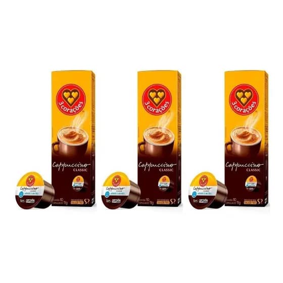 Kit 30 Cápsula Três Corações Cappuccino Classic Tradicional