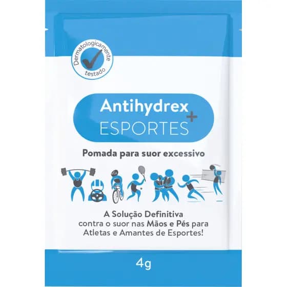 Antihydrex Esports Sem Suor Axilas Mãos Pés Secos Sachê