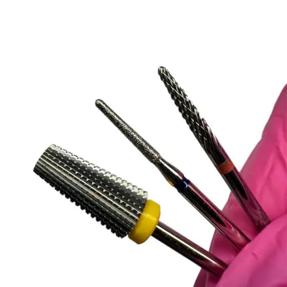 Kit 3 Brocas Tungstênio Diamantada Profissional Para Unha Gel Porcelana Nail Art