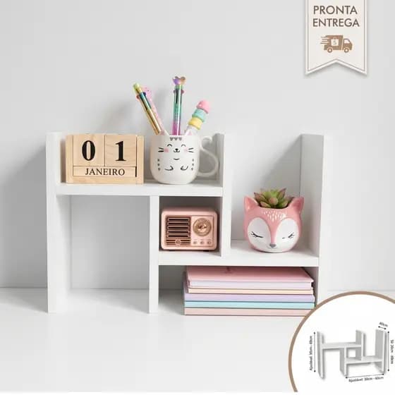 Nicho Organizador Ajustável de Mesa livros home office Escritório Cozinha Funkos Mangas