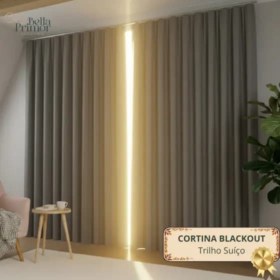 Cortina Blackout Premium 5 Metros Modelo para Trilho Suiço - Corta Luz