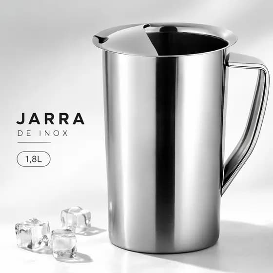 Jarra Para Agua Suco Com Aparador de Gelo 1,8 Litros Inóx