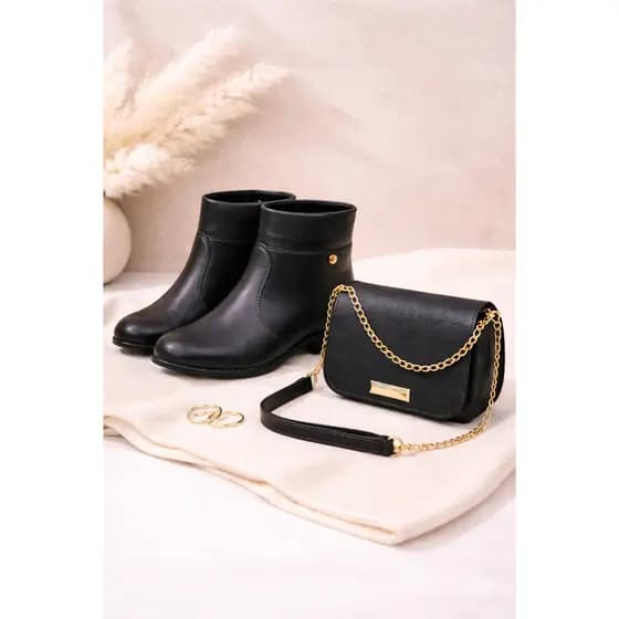 Botinha Feminina Ankle Boots Cano Curto Inverno Elegante Preta e Café